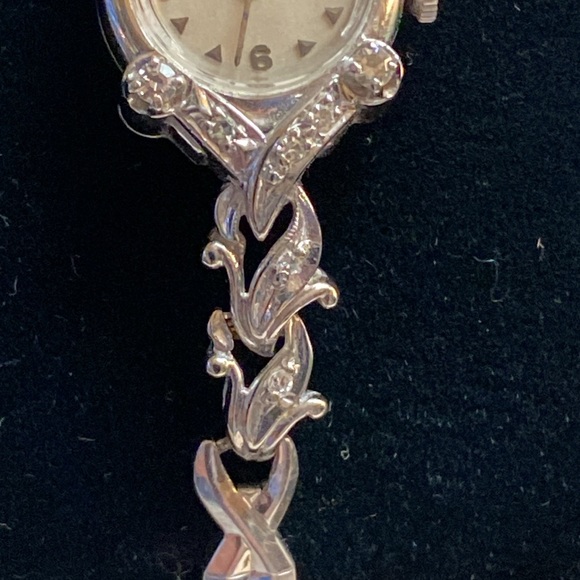 Vintage Longines 14k White Gold Diamonds Art Nouveau Wind Up Watch - Picture 4 of 17